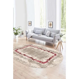 Napoli Home Dijital Kaymaz Yıkanabilir Modern Desen Oval Yolluk Mutfak Salon Halısı, N-O-Modern-37-Bordo,