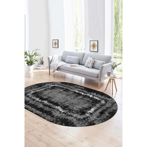 Napoli Home Dijital Kaymaz Yıkanabilir Modern Desen Oval Yolluk Mutfak Salon Halısı, N-O-Modern-37-Antrasit,