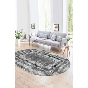 Napoli Home Dijital Kaymaz Yıkanabilir Modern Desen Oval Yolluk Mutfak Salon Halısı, N-O-Modern-37-Gri,