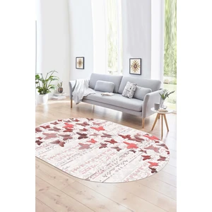 Napoli Home Dijital Kaymaz Yıkanabilir Modern Desen Oval Yolluk Mutfak Salon Halısı, N-O-Modern-42-Pembe,