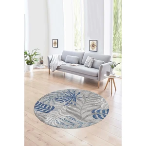 Napoli Home Dijital Kaymaz Taban Yıkanabilir Modern Desen Yuvarlak Mutfak Salon Halısı, N-Y-Modern-95-Mavi,