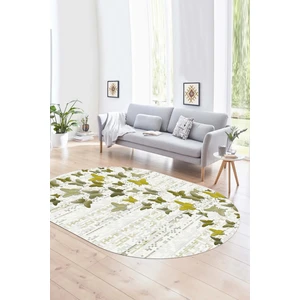 Napoli Home Dijital Kaymaz Yıkanabilir Modern Desen Oval Yolluk Mutfak Salon Halısı, N-O-Modern-42-Sarı,