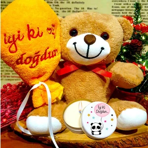 Iyi Ki Doğdun Balonlu Peluş Ayıcık ve Iyi Ki Doğdun Kokulu Mum