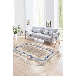 Napoli Home Dijital Kaymaz Yıkanabilir Modern Desen Oval Yolluk Mutfak Salon Halısı, N-O-Modern-37-Mavi,