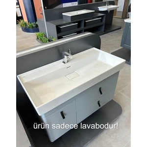 Turkuaz Seramik Cerastyle 100 cm Lavabo Dolap Uyumlu Etajerli Lavabo