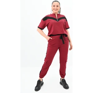 Kadın Büyük Beden Yarım Fermuarlı Eşofman Takımı 8109-24