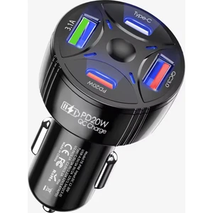 P48 4 in 1 PD20W + QC3.0 Araç İçi Çakmaklık Hızlı Şarj Başlığı