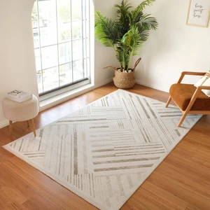 Kaşmir Halı 7/24 Elegante Lumina Bej 100X300 cm Salon Mutfak Halısı Yolluk Kilim