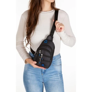 Newish Polo Siyah Mavi Keten Kumaş Çapraz Göğüs Çantası
