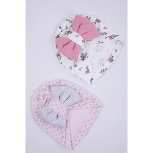 Baby Hola Kurdeleli Desenli Bebek Bone Şapka Bere 2'li Set 0-6 Ay Hediyelik 1758