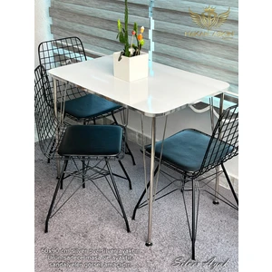 By Hakan Aşkın Silver Metal Ayaklı 60X90 cm (Tek Masa) Parlak Beyaz Silver 2024 Mutfak - Balkon - Çalışma Masası