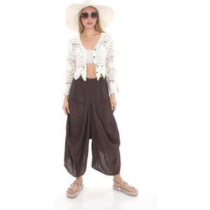 Bohem Stil Italyan Cepli Keten Şalvar Pantolon CMN00154