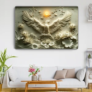 Lotus Kartalı Kanvas Duvar Tablosu - Ev Salon Oturma - Yatak Odası Ofis Dekorasyonu -Meditasyon