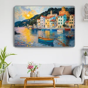Portofino Rüyası Kanvas Duvar Tablosu - Ev Salon Oturma - Yatak Odası Mutfak Ofis Dekorasyonu