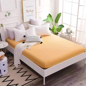 Lila Moon Sarı Renkli Pamuklu Penye Kumaştan Tek/çift Kişilik Lastikli Fitted Çarşaf