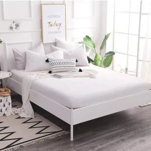 Lila Moon Beyaz Renkli Pamuklu Penye Kumaştan Tek/çift Kişilik Fitted Çarşaf