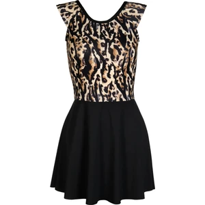 Beria Kadın Yarı Kapalı Şortlu Leopar Desenli Etekli Elbise Mayo