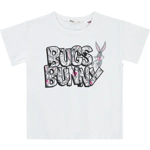 Bugs Bunny Kız Çocuk Tişört 6-9 Yaş Beyaz
