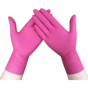 Pembe Pudrasız  Nitril Muayene Temizlik Eldiveni Medium 100 Lü Koin