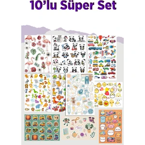 10 Sayfa Sevimli Hayvan Sticker Set -Planner Ajanda Bullet Journal Için Uygun Set