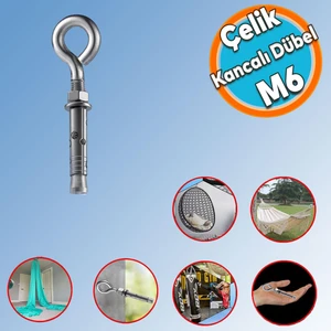 Kancalı Çelik Dübel Hamak Salıncak Boks Torbası Lamba Avize Için Gömlekli Kapalı Ağız Kanca M6