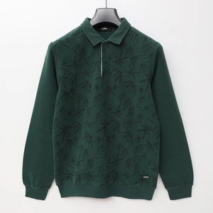 Erkek Polo Yaka Uzun Kol Kadife Kazak - PPS-2506 - Badem Yeşili