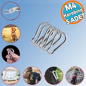 Karabina Yaylı Kanca Paslanmaz Çelik Kilit Olta Dağcılık Kamp Malzemeleri Salıncak  (4 Mm) 5 Adet