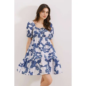 2351 Kloş Poplin Elbise - D.lacivert
