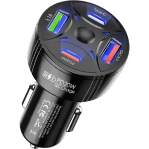 Super Şarj 4 Port 55W Araç Şarjı Araç Çakmaklık Şarjı 2x USB 2x Type-C Araç Şarj Çoklayıcı