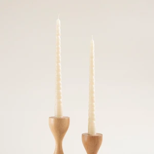 2li Italyan Burgu Şamdan Mumu 30 cm Natura Krem Krem