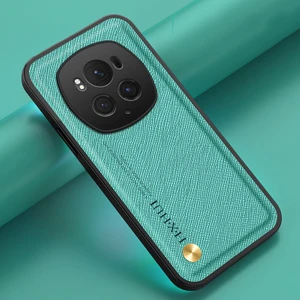 Honor Magic 6 Pro Araba Manyetik Emme Çapraz Desenli Pu Cep Telefonu Kılıfı (Yurt Dışından)