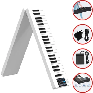 JDP-8800 Katlanabilir Tuş Hassasiyetli Bluetooth + Şarjlı Piyano - Beyaz