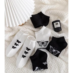 Dzc Kuzenler Avm 4 Çift Sevimli Patik Kelebek Desenli Kadın/kız Çorap Dikişli Ayak Bileği Düşük Kesim Genç Çorabı  36-41