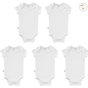Tiny Lamb Beyaz Renk Bodysuit Kısa Kollu 5'li Set  %100 Pamuk  Beyaz Renk Bebek Atleti Seti