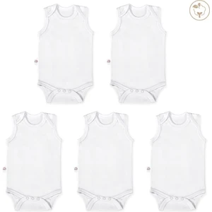 Tiny Lamb Beyaz Renk Bodysuit Kolsuz 5'li Set %100 Pamuk Beyaz Renk Kolsuz Bebek Atlet Seti