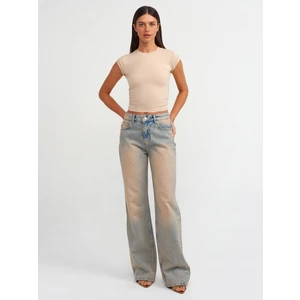 71473 Kirli Görünümlü Wideleg Denim Pantolon-Tint
