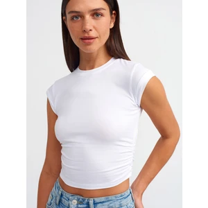 30899 Yanları Büzgü Detaylı Top-Beyaz