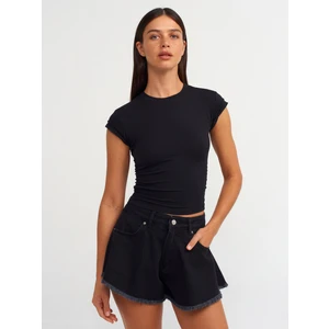 30899 Yanları Büzgü Detaylı Top-Siyah