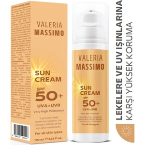 Valeria Massimo Spf 50+ Yüz ve Vücut Güneş Kremi Tüm Ciltler Için 100 ML UVA-UVB
