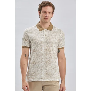 Koyu Vizon Baskılı Pike Polo Yaka Garnili %100 Pamuk Casual Slim Fit Dar Kesim Tişört 1011240157