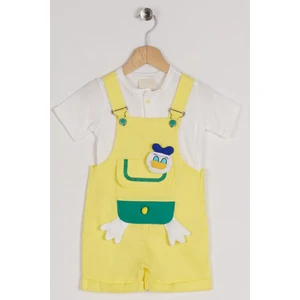 Askılı Donald Fıgurlu On Cep Detaylı Sari Renk Erkek Çocuk Sortlu Salopet