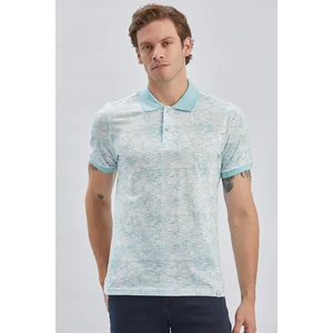 Koyu Mavi Baskılı Pike Polo Yaka Garnili %100 Pamuk Casual Slim Fit Dar Kesim Tişört 1011240157