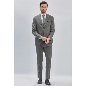 Koyu Antrasit Düz Bez Ayağı 6 Drop Slim Fit Classic Esnek Takım Elbise 1001240173
