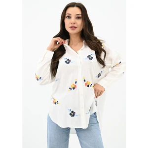 Kadın Nakış Işlemeli Oversize Gömlek 1735-24