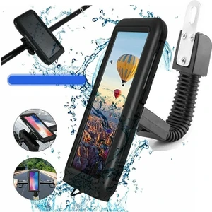 Motorsiklet Bisiklet Telefon Su Geçirmez Tutucu Kılıf Motor Tutacağı Ayna Bağlantı