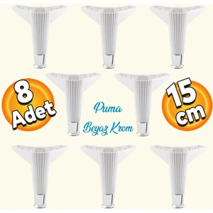 Elista Mobilya Ayağı Sehpa TV Ünitesi Ayakları Yükseltici 15 cm Beyaz Krom 8 ADET