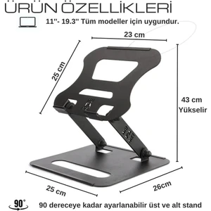 ST-809 Metal Ergonomik Katlanabilir Taşınabilir Macbook Notebook Laptop Standı