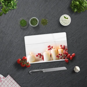 Beyaz Mum Desen | Cam Kesme Tahtası - Cam Kesme Tablası | 20cm x 30cm