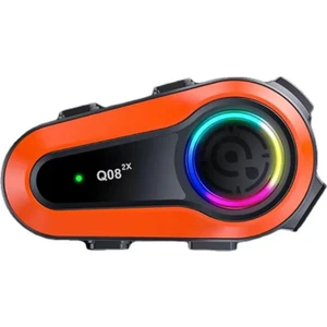Q08-2X Rgb Işıklı Intercom 2 Kişi Bağlantılı 1000MAH Motosiklet Bluetooth Kulaklık Seti