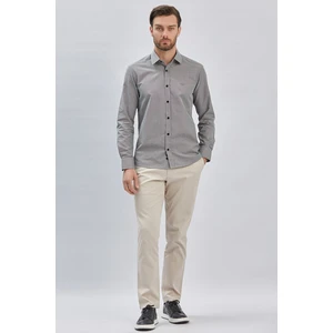 Siyah Uzun Kollu Bez Ayağı Sert Yaka Cepsiz Pamuklu Klasik Slim Fit Dar Kesim Gömlek 1004240230